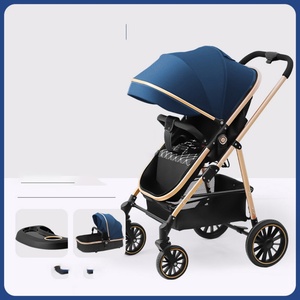 Poussette bébé pliable 3-en-1 légère avec cadre en aluminium, siège auto, position couchée, haute vue, portable, style Montessori - Product Image 5
