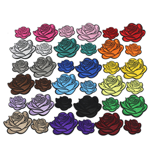 Hot seal rose embroidery patches rose flower iron on embroidery patches 18 color 2 size available for clothing, garment