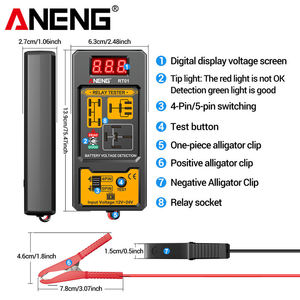 เครื่องตรวจจับรีเลย์ดิจิตอล ANENG RT01 11-25V เครื่องทดสอบการตรวจจับยานยนต์อเนกประสงค์ พร้อมจอแสดงผลแบตเตอรี่แบบ 4/5 ขา - Product Image 5