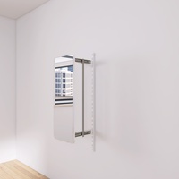 Miroir mural pleine longueur pliable, design escamotable et rabattable, verre HD résistant aux explosions, cadre fin de 2 cm, cadre arrondi, rail silencieux
