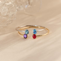 Bracelet ouvert double pierre de naissance plaqué or, minimaliste, luxe, cadeau commémoratif pour couple, bijoux