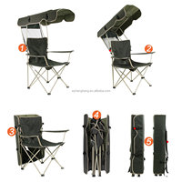 Chaise pliante Quad Lawn Portable avec porte-gobelet Chaise à baldaquin réglable