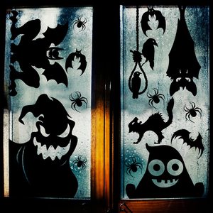 Thrilling réutilisable 4 feuilles géant effrayant monstre Silhouette Halloween fenêtre autocollants pour la maison porte d'entrée Halloween affiche - Product Image 1