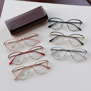 Monture de lunettes œil de chat Qianai pour femme, en métal, monture complète, anti-lumière bleue, charnières à ressort, design irrégulier JS9 4 1101 - Product Image 2