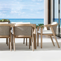 Fauteuil de salle à manger moderne de luxe en teck massif tressé, résistant aux intempéries et écologique, pour salon, villa, parc, patio, jardin