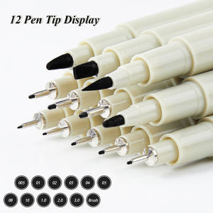 12 stylo de <span class=keywords><strong>dessin</strong></span> de conception de <span class=keywords><strong>dessin</strong></span> animé <span class=keywords><strong>dessin</strong></span>é à la main épais et mince à une extrémité stylo de <span class=keywords><strong>contour</strong></span> à encre permanente noire à séchage rapide - Product Image 4