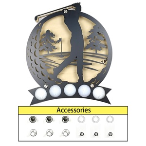 Pochoir de présentation pour marqueurs de balle de golf, sac de jetons colorés à pression, robuste, à motif diamants simple face, bleu, USA, avec pièces Diva, visière - Product Image 1