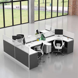 Modern yeni ofis masası koltuğu kombinasyonu basit l-şekilli bilgisayar masası ile depolama dolabı Panel ahşap tarzı ofis iş istasyonu - Product Image 2