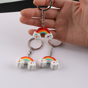 Porte-clés en résine arc-en-ciel avec breloque en alliage pour sac, téléphone, accessoire de bijouterie - Product Image 4