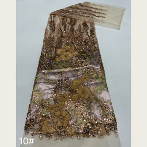 Tessuto in <span class=keywords><strong>Tulle</strong></span> con Perline e Fiori 3D G3918, 10 Colori per Abiti da Sera e Abiti da Sposa - Product Image 1