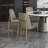 Chaise de salle à manger en cuir véritable, nouveau style italien minimaliste, luxe léger, chaise d'appoint haut de gamme avec dossier