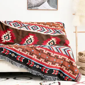 Özel jakarlı dokuma battaniye geometrik atmak halı boho atmak aztek battaniye bohemian battaniye
