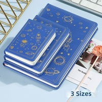 Carnet à couverture rigide en cuir PU sur le thème de l'astronaute, reliure cousue, impression dorée, ligné, format poche pour l'école et le bureau