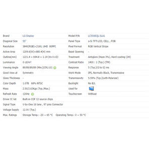 LC550EQL-SLA1 <span class=keywords><strong>LG</strong></span> Schermo TV <span class=keywords><strong>55</strong></span> Pollici Sostitutivo 4K UHD Alta Luminosità Pannello Display LCD Open Cell 3840x2160 - Product Image 6