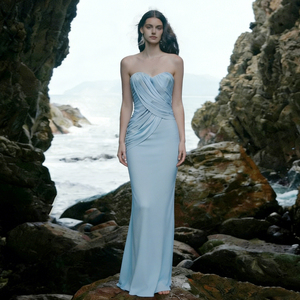 Elegante Vestido Maxi de Satén con Hombros Descubiertos, Estilo Sirena, con Detalle de Patchwork, Sujetador Incorporado, Transpirable y Ecológico para Fiestas de Primavera - Product Image 5