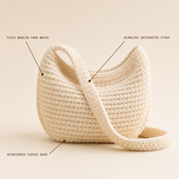 Kit de Sac Bandoulière au Crochet Fait Main DIY – Ensemble de Matériaux pour Sac à Main Tricoté pour un Style Quotidien Décontracté