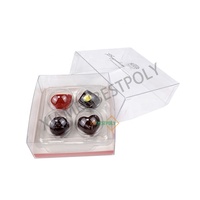 Logo personnalisé imprimé Truffe chocolat clair emballage en plastique boîte-cadeau 4 cavités boîtes de bonbons en plastique