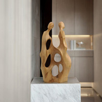 Sculpture d'art abstraite moderne en bois sculpté, décoration haut de gamme faite à la main pour salon et entrée, Modèle 30