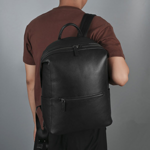 <b>Black</b> Genuine Leather <b>Backpack</b> For Men With Laptop Compartment Business Travel Casual Style - Product Image 3