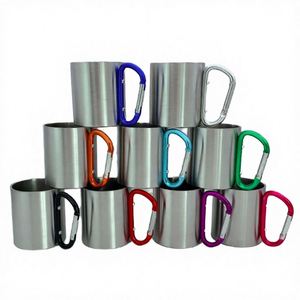 Tasse à café de voyage en acier inoxydable à double paroi pour le camping en plein air, avec mousqueton - Product Image 2