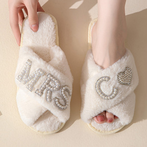 Pantofole da <span class=keywords><strong>donna</strong></span> a punta aperta, morbide, da interno ed esterno, per camera da letto, ciabatte incrociate, per <span class=keywords><strong>sposa</strong></span> e invitati a matrimoni - Product Image 6