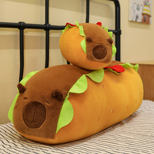 Almohada de Peluche de Capibara con Diseño de Hot Dog, Juguete de Peluche Largo, Lindo y Kawaii, Almohada Suave para Sofá, Cama y Decoración del Hogar - Product Image 1