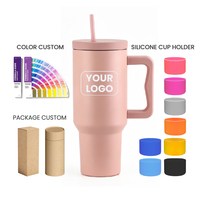 Gobelet isotherme 40 oz avec poignée, double paroi, en acier inoxydable, tasse de voyage anti-fuite avec couvercle à paille rabattable, sans BPA, réutilisable