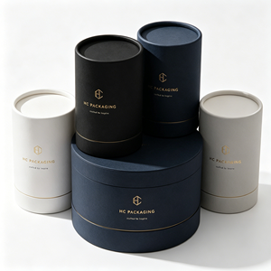 Elegant Custom Paper <b>Round</b> Cylinder Tube <b>Box</b> for Luxury Perfume Cosmetic Gold Foil Logo Matte Finishing Custom Print Wholesale - Product Image 3