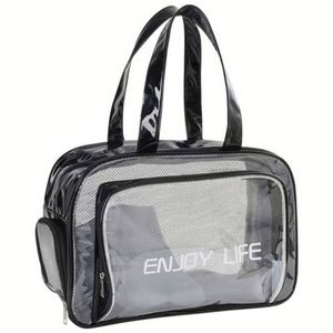 Sac de toilette transparent personnalisé avec logo 2024, sac de voyage pour la salle de sport, sac de maquillage portable, petit sac cosmétique en PVC - Product Image 1