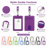 Porte-badge en cuir PU personnalisé avec logo d'entreprise, étui pour carte d'identité avec cordon de cou, idéal pour l'école, le bureau et les expositions