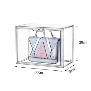 透明ハンドバッグ収納ボックス靴プラスチックボックスクリアオーガナイザーアクリル収納容器