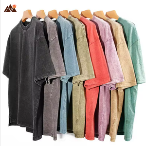 OEM Retro 100% Cotton Heavyweight Mens Oversized Tshirt 250GSM Tee Logo T-shirt Stone Acid Washed Vintage Custom T Shirt - Product Image 1