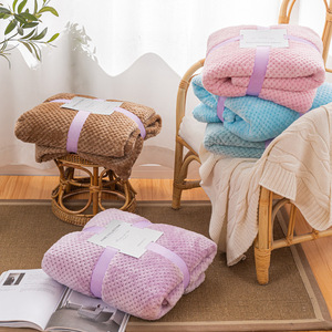 Mùa Thu Mùa Đông Dày Dứa Flannel Chăn Rắn Dệt Kim 100% <span class=keywords><strong>Polyester</strong></span> San Hô Lông Cừu Vật Nuôi Sofa Chăn Cross-Biên Giới - Product Image 3