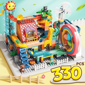 330 Parça Bilyalı Labirent Macera Kaydırağı Yapım Blokları Seti DIY Bilyalı Labirent Yarış Pisti Yuvarlanma Topu Tuğlaları Yapım Oyuncağı Asansörlü - Product Image 2