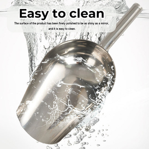 Vente flash : équipement d'alimentation pour animaux de compagnie, pelle à nourriture en acier inoxydable, pelle à fond incurvé, <span class=keywords><strong>spatule</strong></span> d'alimentation pour animaux - Product Image 5