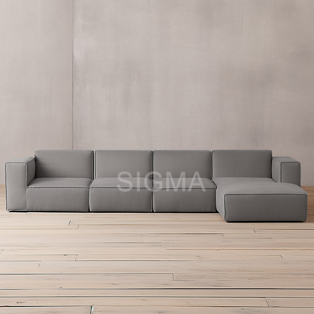 High Quality Grey Modern Villa Living Room sofa set Comfortable soft Design L shape sectional Modular Sofa