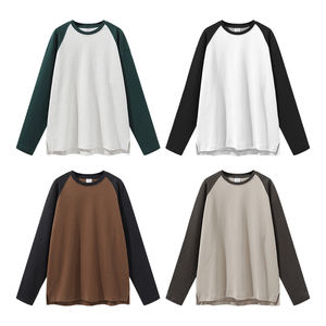 Heavyweight Cotton <b>Raglan</b> Tee Custom Logo Oversized Long Sleeve, Split Hem Streetwear, Unisex Premium - Product Image 4