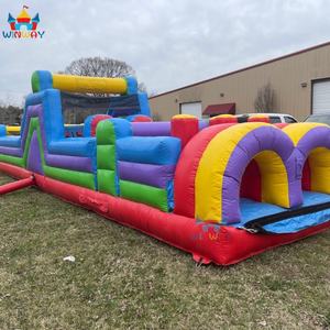 Plus grand parcours d'obstacles gonflable, jeux de course Wipeout, parcours d'obstacles rocheux, aires de jeux interactives, 12,9x3,7m, 0,55mmPVC, 3 ans - Product Image 2