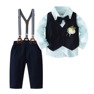 Ensemble Habillé Enfant Garçon 3-6 Ans : Gilet, Chemise Manches Longues Coton avec Nœud Papillon et Pantalon à Bretelles - Product Image 1