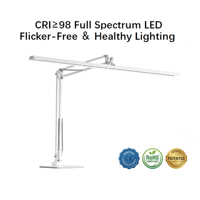 Lampe de bureau LED en métal blanc avec variateur tactile Ra95, design pliable anti-éblouissement, alimentation CA pour bureau, étudiant, lecture et chambre à coucher