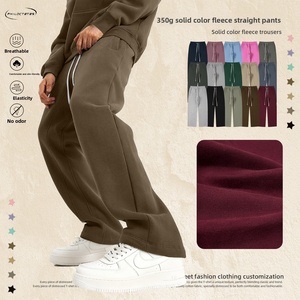 305G Fall/Winter Heavyweight Fleece-lined Cotton/Polyester Slightly Elastic American Vintage Straight Casual Trousers For <strong>Men</strong> - Product Image 4