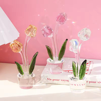 Ornement en cristal K9 en gros, deux petites roses, écologique, haute qualité, décoration intérieure, figurine florale, objet de collection, Nouvel An, entreprise