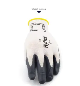 卸売En388ホワイトニットナイロンとポリエステル作業用手袋安全手袋電子工場