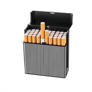 Estuche de cigarrillos clásico de lujo en metal cepillado con logotipo personalizado grabado con láser, diseño portátil de carcasa rígida, crea tu propio OEM/ODM - Product Image 1