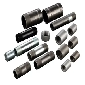 BS NPT Phụ Kiện Ống Thép Carbon Mạ Kẽm Hai Đầu Đực Núm Dài Màu Đen Bằng GI Đầu Đực Có Ren Bằng Sắt Đầu Cái Ổ Cắm Núm Vú