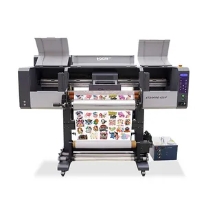 Rollo a rollo UV DTF impresora 60cm ancho etiqueta adhesiva taza envolturas máquina de impresión con I3200 cabezas DTF UV LED lámpara secadora impresora