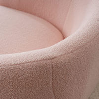 Fauteuil d'appoint en fausse fourrure rose capitonné avec repose-pieds, pieds en métal doré, ensemble de loisirs pour appartement et chambre, certifié BSCI