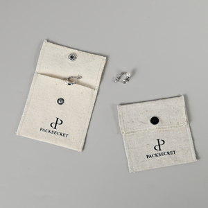 Pochette en tissu de chanvre PACKSECRET, petite, personnalisable avec logo, en coton doux et lin, pour emballage de bijoux - Product Image 3