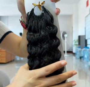 Crochet vòng vòng nước sóng tóc con người bó không có sợi ngang bím tóc Brazil Crochet lông phần mở rộng tóc con người số lượng lớn cho bện - Product Image 2