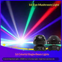 Projecteur LED rotatif 16 faisceaux en forme de champignon, boule magique colorée à commande vocale pour salles privées, éclairage de scène